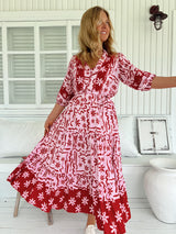 Mila Midi Dress - Strawberry Spritz