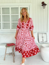Mila Midi Dress - Strawberry Spritz