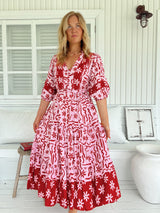 Mila Midi Dress - Strawberry Spritz