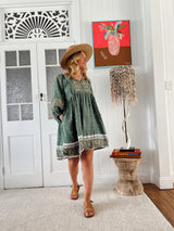 Adela Mini Dress - Viridian