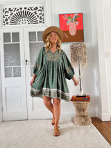 Adela Mini Dress - Viridian