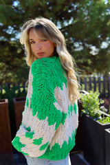 Green Calm Meadow Knit Cardigan - Jaase