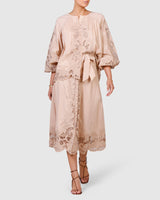 Renaissance Embroidery Blouse - Pink Clay