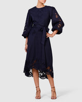 Renaissance Embroidery Midi Dress - French Navy