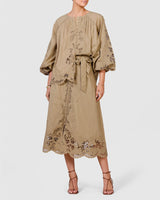 Renaissance Embroidery Blouse - Moss