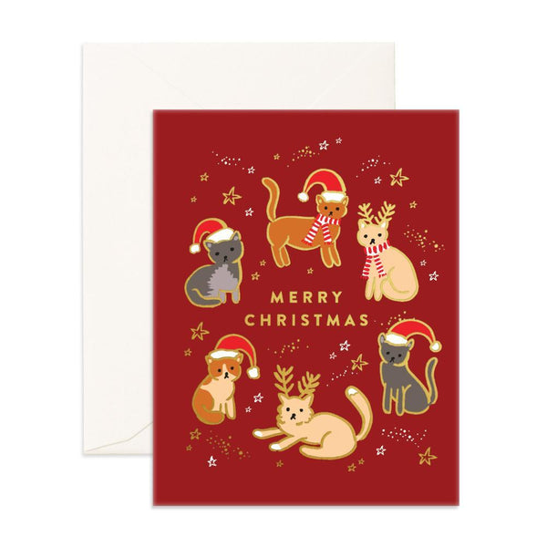 Christmas Cats Foil Greeting Card