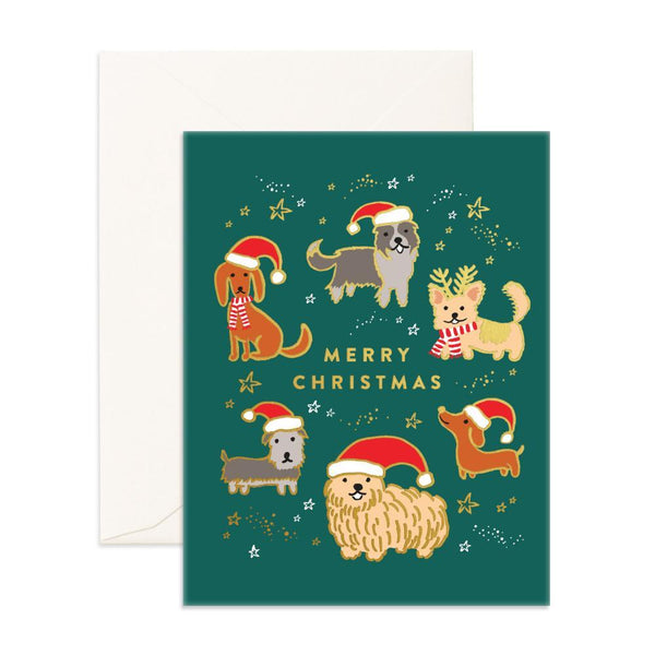 Christmas Dogs Foil Greeting Card