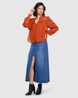Coyote Blouse - Cinnamon MOS the label