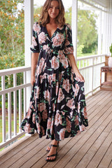 Tessa Maxi - Peach Wild Flower