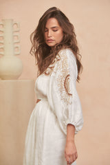 Anaya Embroidered Maxi Dress - Coconut