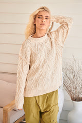 Isla Cable Tunic Jumper - Tea
