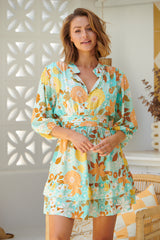 Flowers Mini Dress - Tiffany