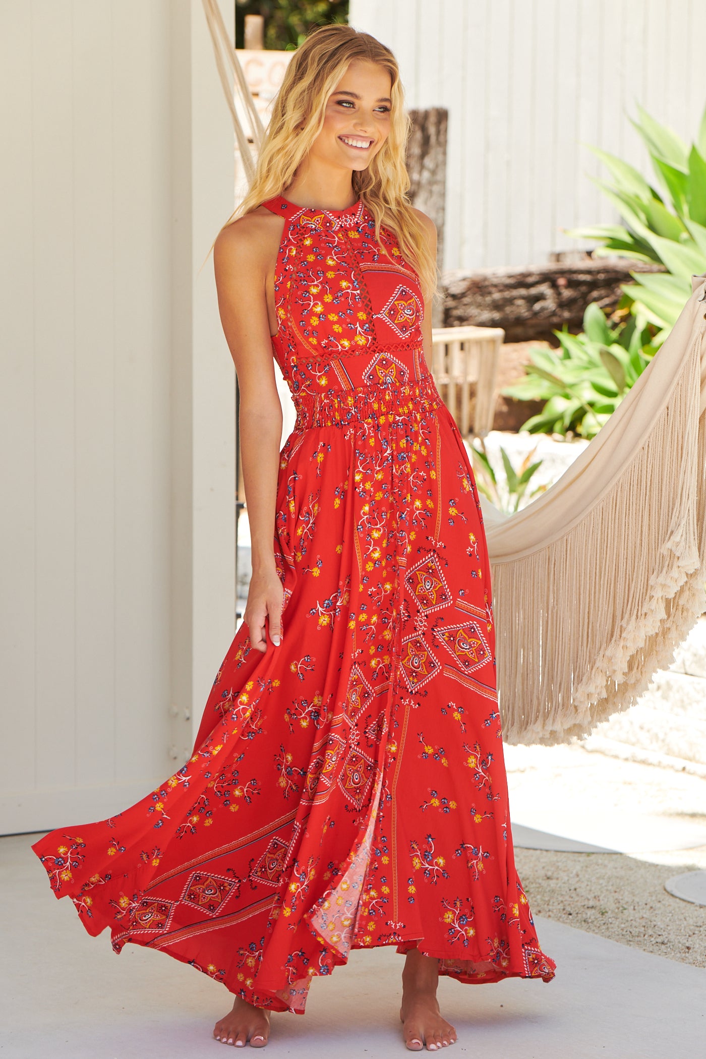 fitted lace wedding dress Jaase White Mirage Endless Summer Maxi Dress – Boho Lace Maxi