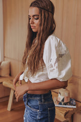 FLORA EMBROIDERY BLOUSE - Ivory ~ MOS the label