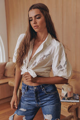 FLORA EMBROIDERY BLOUSE - Ivory ~ MOS the label