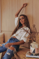 FLORA EMBROIDERY BLOUSE - Ivory ~ MOS the label