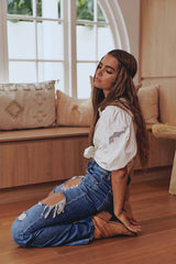 FLORA EMBROIDERY BLOUSE - Ivory ~ MOS the label