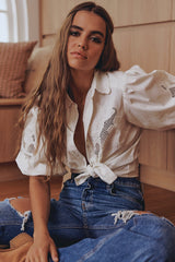 FLORA EMBROIDERY BLOUSE - Ivory ~ MOS the label