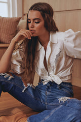 FLORA EMBROIDERY BLOUSE - Ivory ~ MOS the label