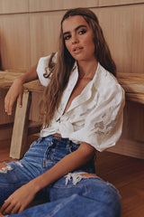 FLORA EMBROIDERY BLOUSE - Ivory ~ MOS the label