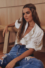 FLORA EMBROIDERY BLOUSE - Ivory ~ MOS the label
