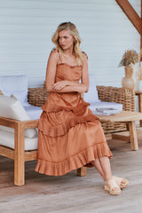 Golden Fields Pleated Midi Dress ~ MOS the label