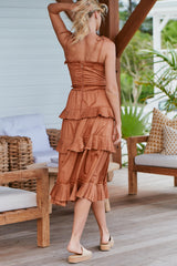 Golden Fields Pleated Midi Dress ~ MOS the label