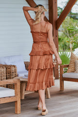 Golden Fields Pleated Midi Dress ~ MOS the label