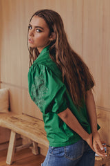 FLORA EMBROIDERY BLOUSE - Jade ~ MOS the label
