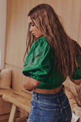 FLORA EMBROIDERY BLOUSE - Jade ~ MOS the label