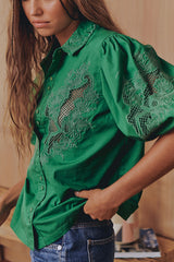 FLORA EMBROIDERY BLOUSE - Jade ~ MOS the label