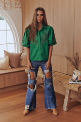 FLORA EMBROIDERY BLOUSE - Jade ~ MOS the label