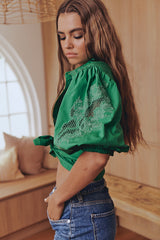FLORA EMBROIDERY BLOUSE - Jade ~ MOS the label