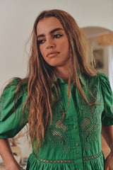 FLORA EMBROIDERY MINI DRESS- Jade ~ MOS the label