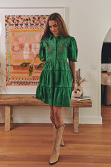 FLORA EMBROIDERY MINI DRESS- Jade ~ MOS the label