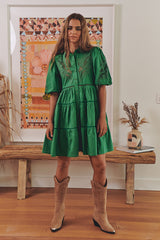 FLORA EMBROIDERY MINI DRESS- Jade ~ MOS the label