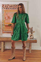 FLORA EMBROIDERY MINI DRESS- Jade ~ MOS the label