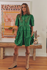 FLORA EMBROIDERY MINI DRESS- Jade ~ MOS the label