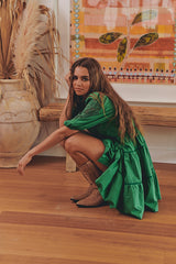 FLORA EMBROIDERY MINI DRESS- Jade ~ MOS the label