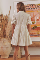 FLORA EMBROIDERY MINI DRESS- Ivory ~ MOS the label