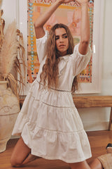 FLORA EMBROIDERY MINI DRESS- Ivory ~ MOS the label