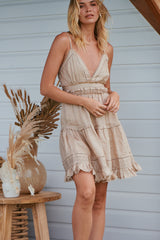 Dhalia Mini Dress- Mushroom ~ MOS the label