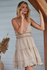 Dhalia Mini Dress- Mushroom ~ MOS the label