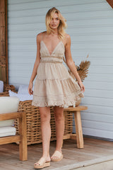 Dhalia Mini Dress- Mushroom ~ MOS the label