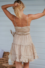 Dhalia Mini Dress- Mushroom ~ MOS the label