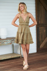 Dhalia Mini Dress- Olive ~ MOS the label