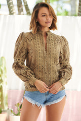 Nouveau Embroidery Blouse - Olive