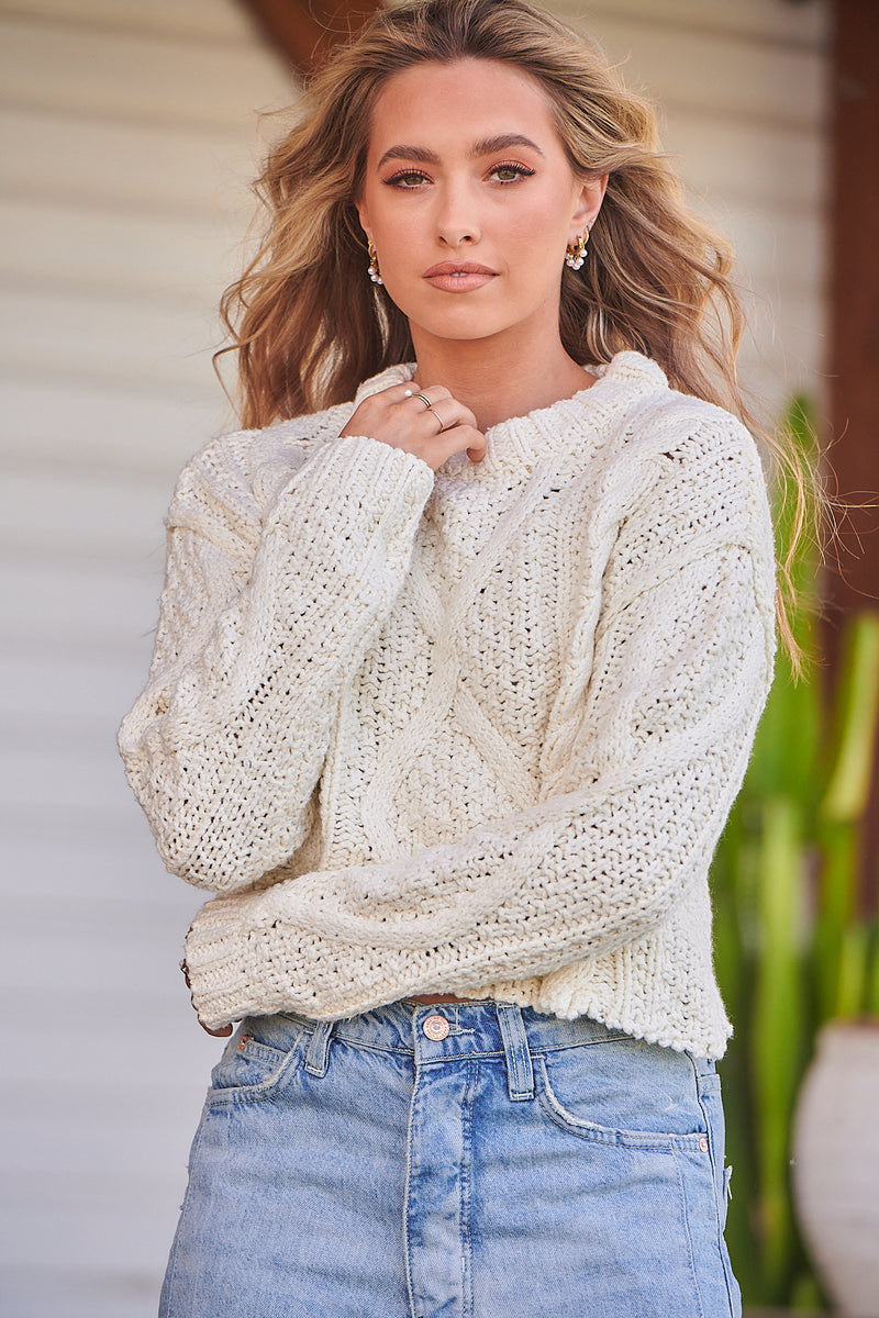Cutting Edge Cable Pullover - Ivory