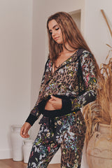 ASH BIRD LEOPARD MODERN ZIP UP HOODIE ~ Johnny Was