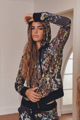 ASH BIRD LEOPARD MODERN ZIP UP HOODIE ~ Johnny Was